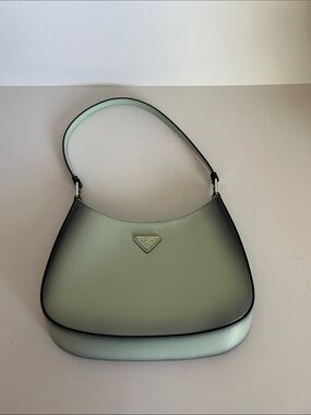 Prada Mint Green Shoulder Hobo Bag with Black Trim